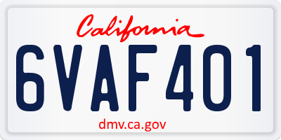 CA license plate 6VAF401