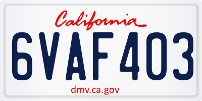 CA license plate 6VAF403