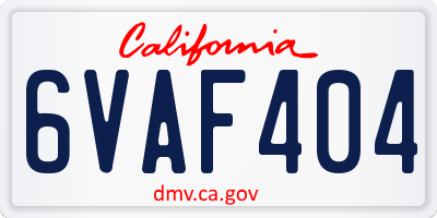 CA license plate 6VAF404