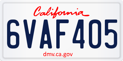 CA license plate 6VAF405