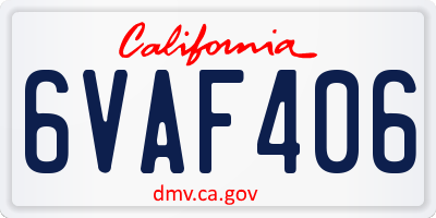 CA license plate 6VAF406