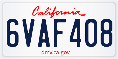 CA license plate 6VAF408