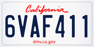 CA license plate 6VAF411
