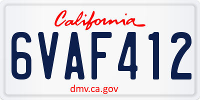 CA license plate 6VAF412