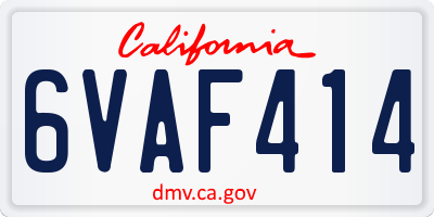 CA license plate 6VAF414