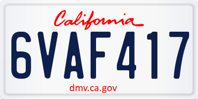 CA license plate 6VAF417