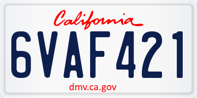 CA license plate 6VAF421