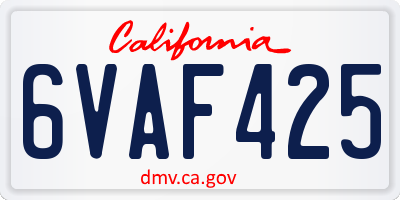 CA license plate 6VAF425