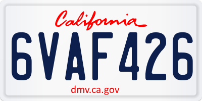 CA license plate 6VAF426