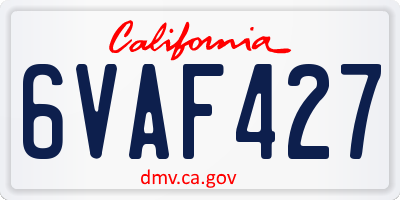 CA license plate 6VAF427