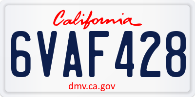 CA license plate 6VAF428