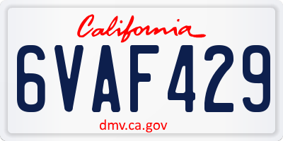 CA license plate 6VAF429