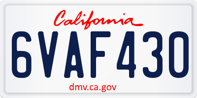 CA license plate 6VAF430