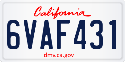 CA license plate 6VAF431