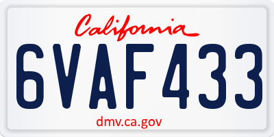 CA license plate 6VAF433