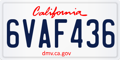 CA license plate 6VAF436