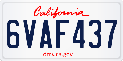 CA license plate 6VAF437
