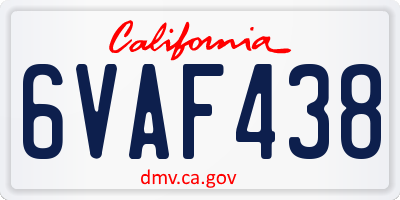CA license plate 6VAF438