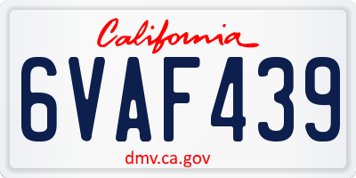 CA license plate 6VAF439