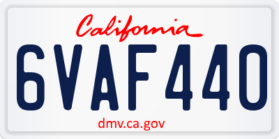 CA license plate 6VAF440
