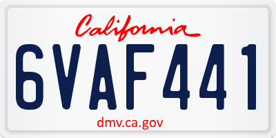 CA license plate 6VAF441