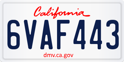 CA license plate 6VAF443