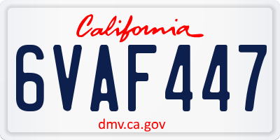 CA license plate 6VAF447