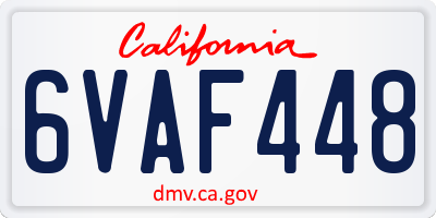 CA license plate 6VAF448