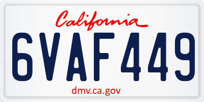 CA license plate 6VAF449