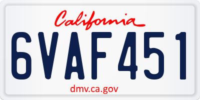 CA license plate 6VAF451