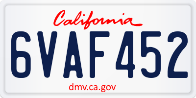 CA license plate 6VAF452
