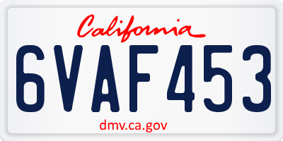 CA license plate 6VAF453