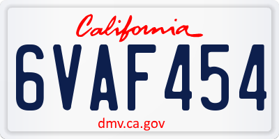 CA license plate 6VAF454