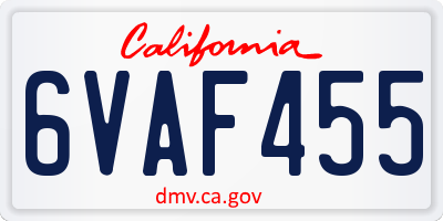 CA license plate 6VAF455