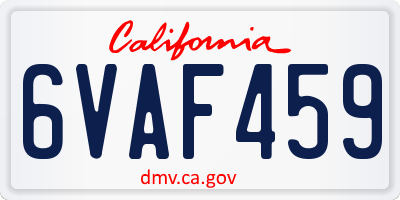 CA license plate 6VAF459