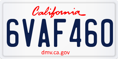 CA license plate 6VAF460