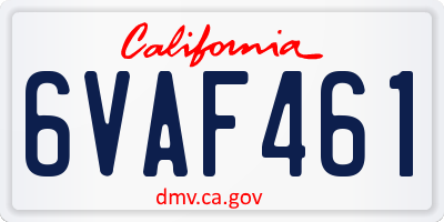 CA license plate 6VAF461
