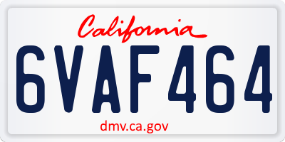 CA license plate 6VAF464