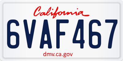 CA license plate 6VAF467