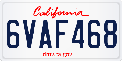 CA license plate 6VAF468