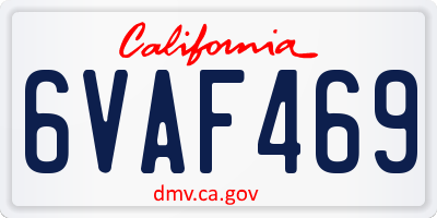 CA license plate 6VAF469