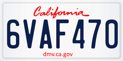 CA license plate 6VAF470