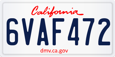CA license plate 6VAF472