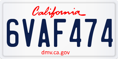 CA license plate 6VAF474