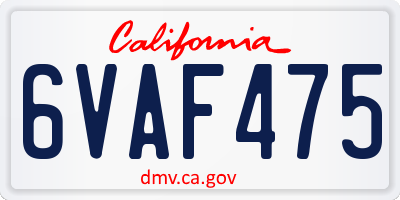 CA license plate 6VAF475