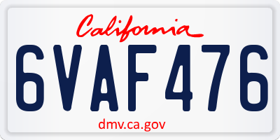 CA license plate 6VAF476