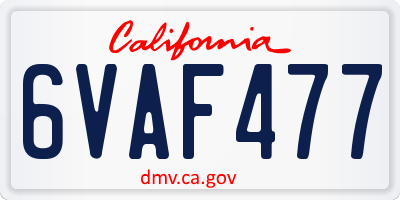 CA license plate 6VAF477