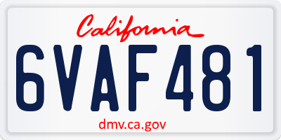 CA license plate 6VAF481