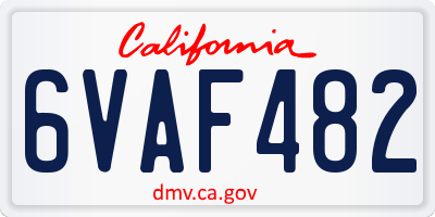 CA license plate 6VAF482