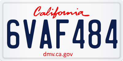 CA license plate 6VAF484
